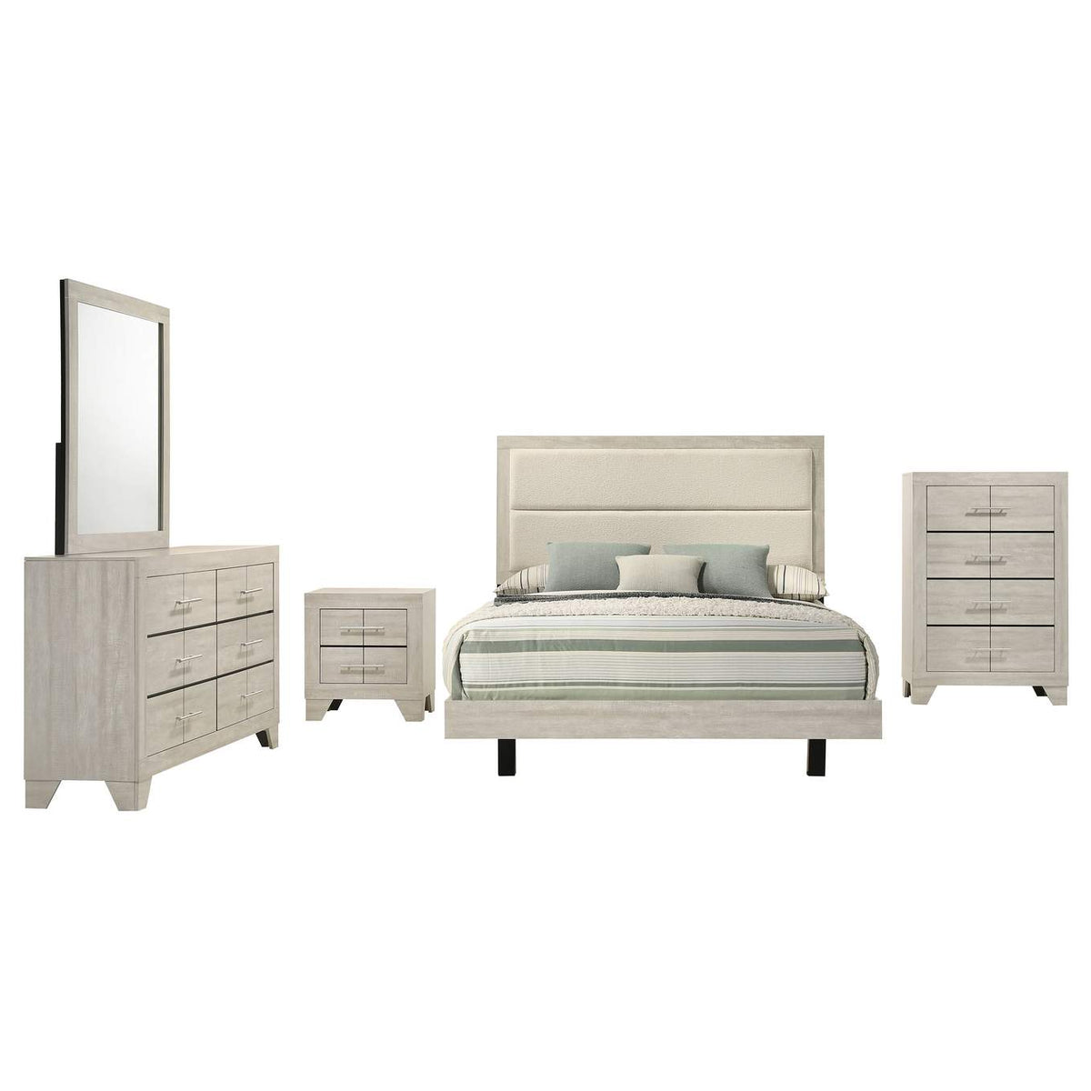 225061Q-S5 Trenton 5-piece Queen Bedroom Set Rustic Cream