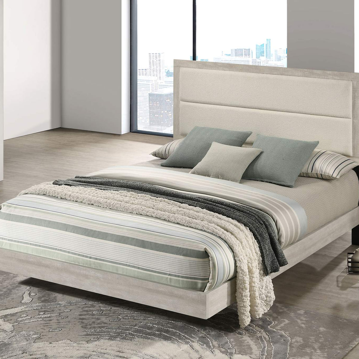 225061Q Trenton 54-inch Wood Queen Panel Bed Rustic Cream