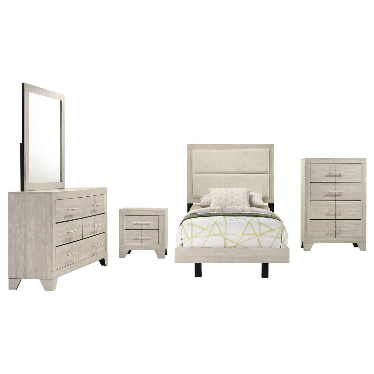 225061T-S5 Trenton 5-piece Twin Bedroom Set Rustic Cream