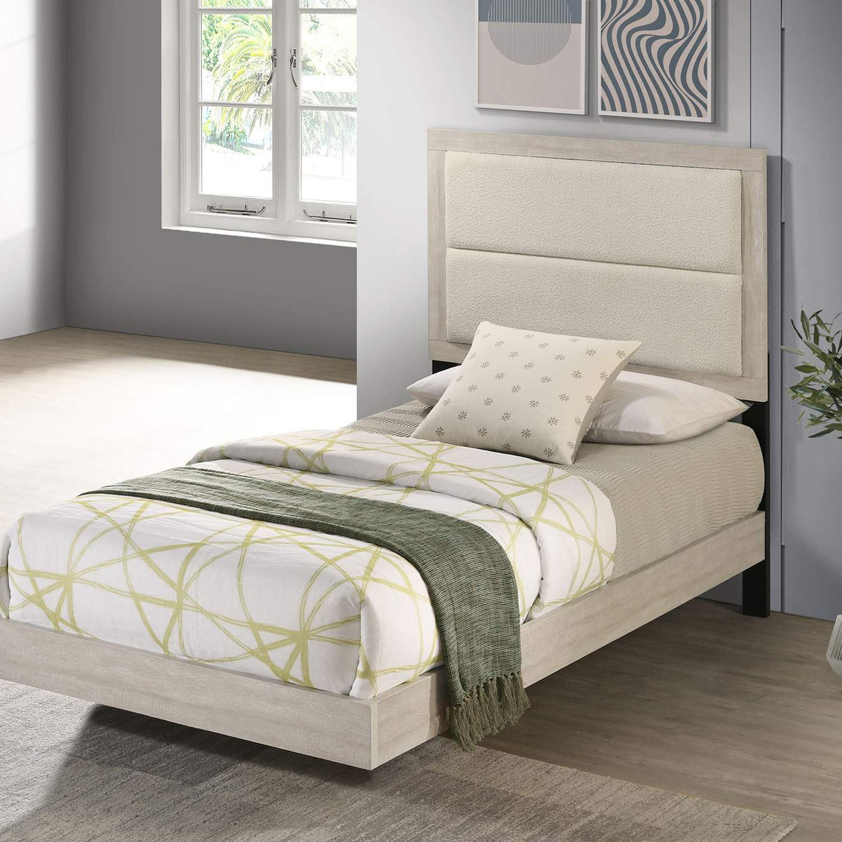 225061T Trenton 54-inch Wood Twin Panel Bed Rustic Cream