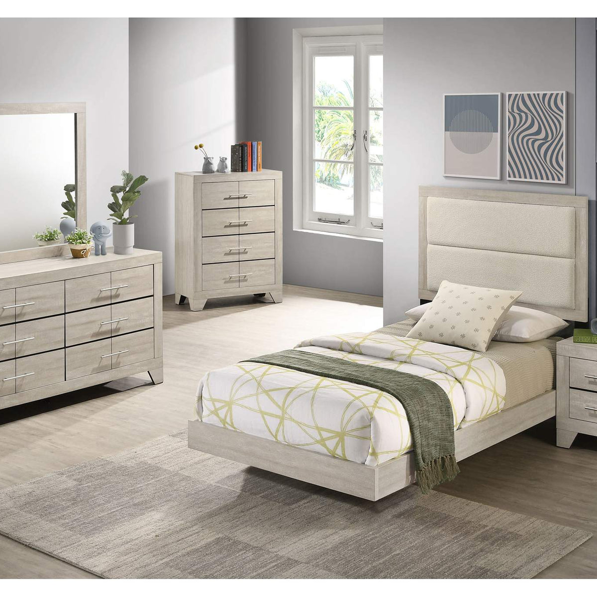 225061T Trenton 54-inch Wood Twin Panel Bed Rustic Cream