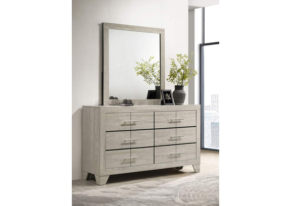 225063M Trenton 6-drawer Bedroom Dresser With Mirror Rustic Cream