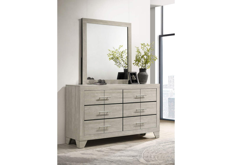 225063M Trenton 6-drawer Bedroom Dresser With Mirror Rustic Cream