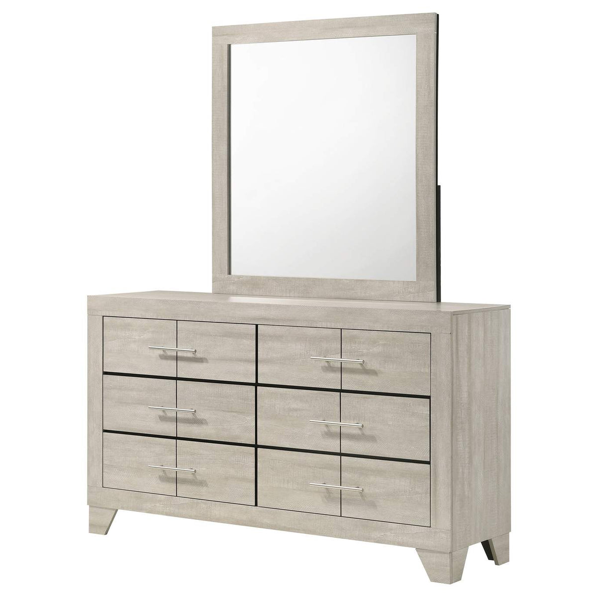 225063M Trenton 6-drawer Bedroom Dresser With Mirror Rustic Cream