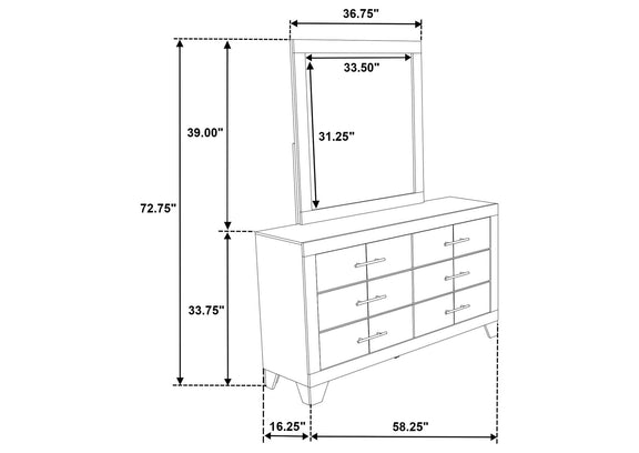 225063M Trenton 6-drawer Bedroom Dresser With Mirror Rustic Cream