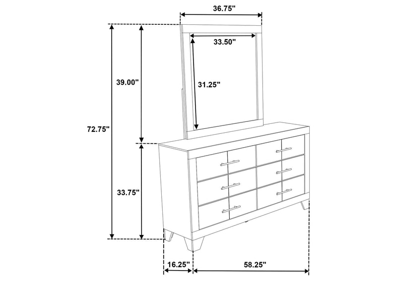 225063M Trenton 6-drawer Bedroom Dresser With Mirror Rustic Cream