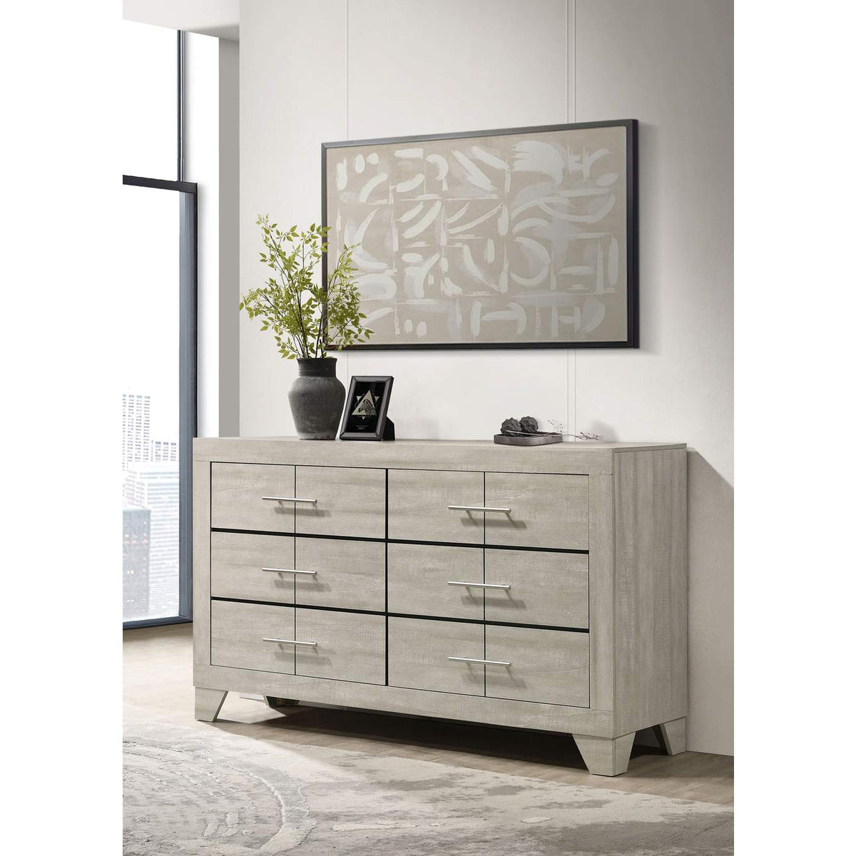 225063 Trenton 6-drawer Bedroom Dresser Rustic Cream