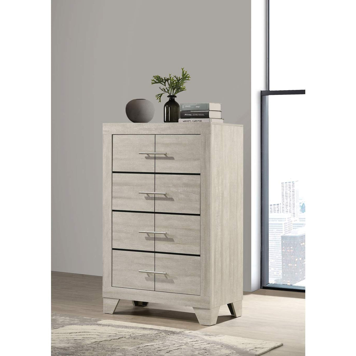 225065 Trenton 4-drawer Bedroom Chest of Drawers Rustic Cream