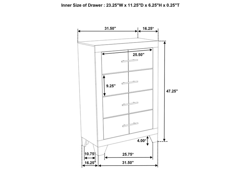 225065 Trenton 4-drawer Bedroom Chest of Drawers Rustic Cream