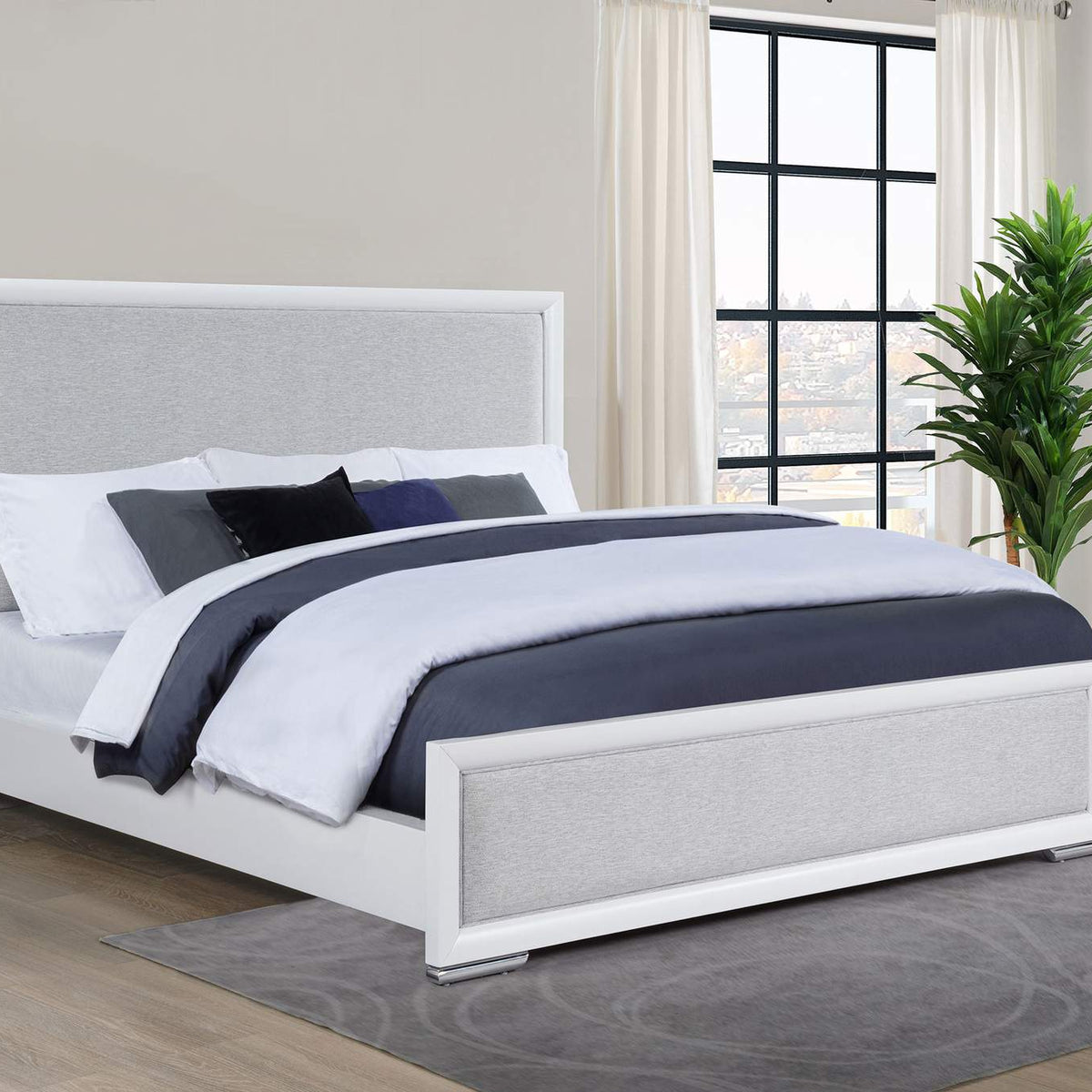 225071KE Gracemont 57-inch Eastern King Panel Bed Grey and White