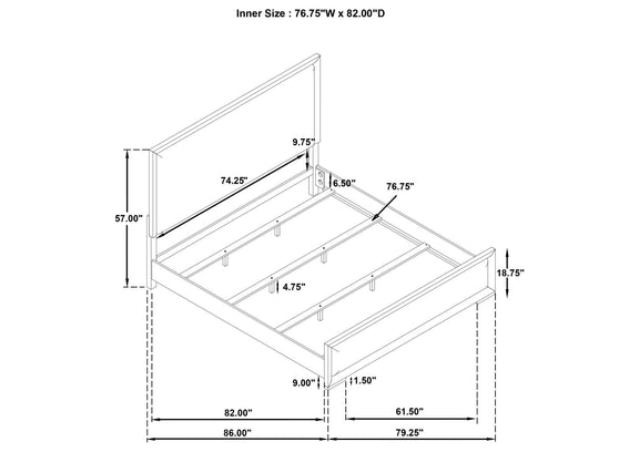225071KE Gracemont 57-inch Eastern King Panel Bed Grey and White