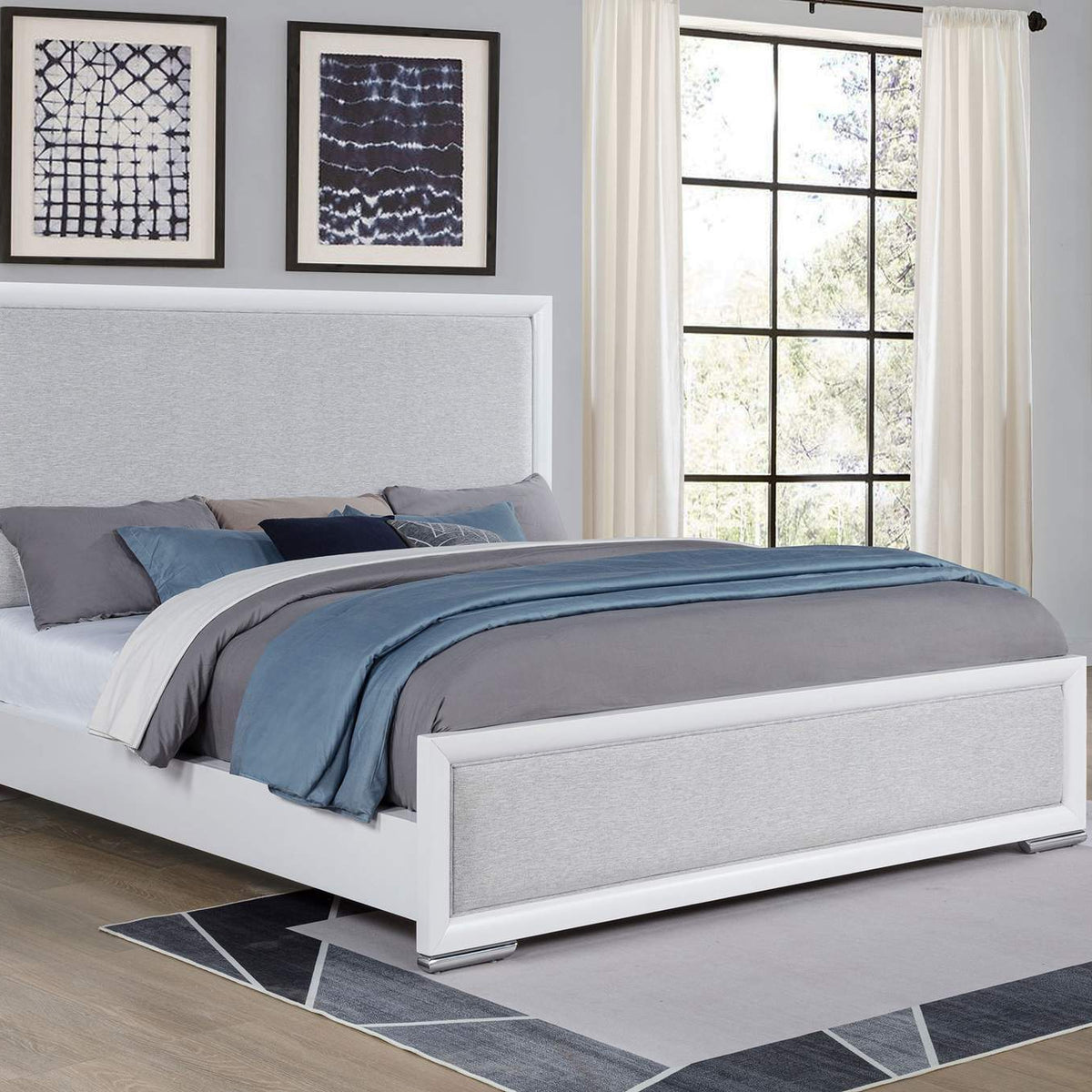 225071KW Gracemont 57-inch California King Panel Bed Grey and White