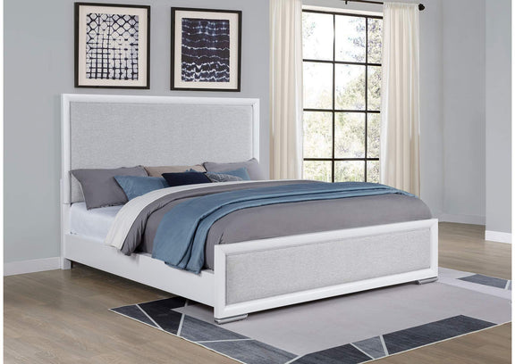 225071KW Gracemont 57-inch California King Panel Bed Grey and White