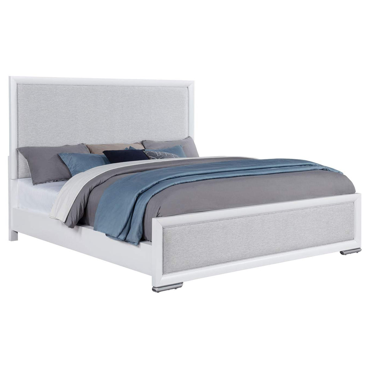 225071KW Gracemont 57-inch California King Panel Bed Grey and White