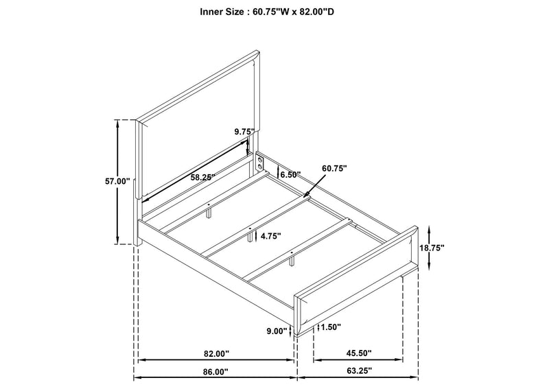 225071Q Gracemont 57-inch Queen Panel Bed Grey and White