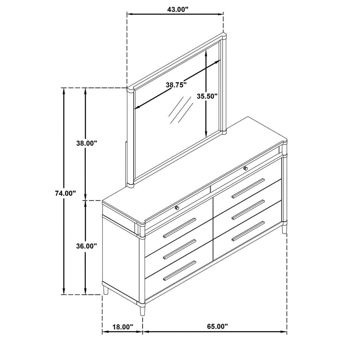 225073M Gracemont 8-drawer Bedroom Dresser with Mirror White