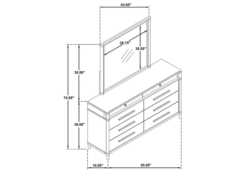 225073M Gracemont 8-drawer Bedroom Dresser with Mirror White