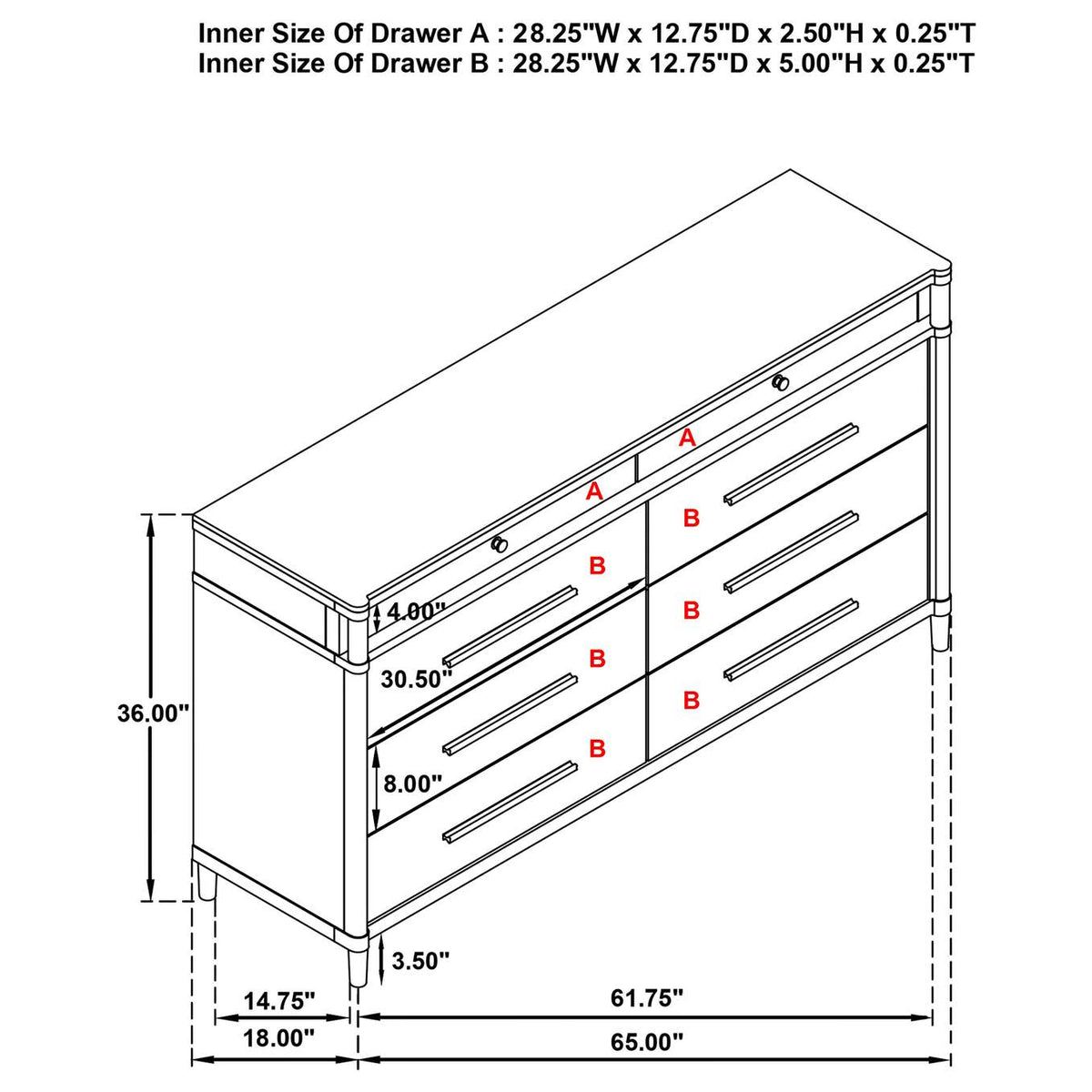225073 Gracemont 8-drawer Bedroom Dresser Cabinet White