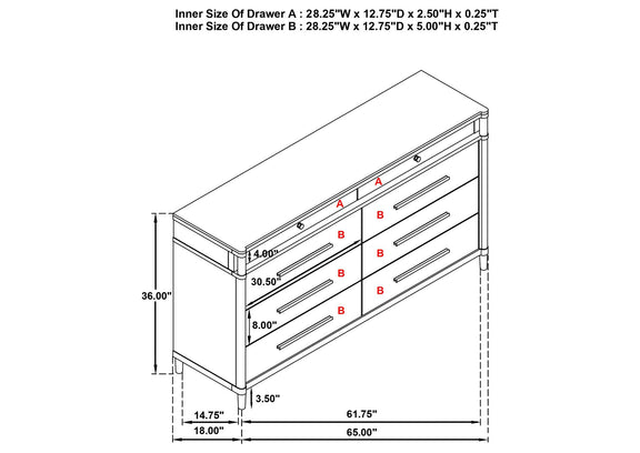 225073 Gracemont 8-drawer Bedroom Dresser Cabinet White