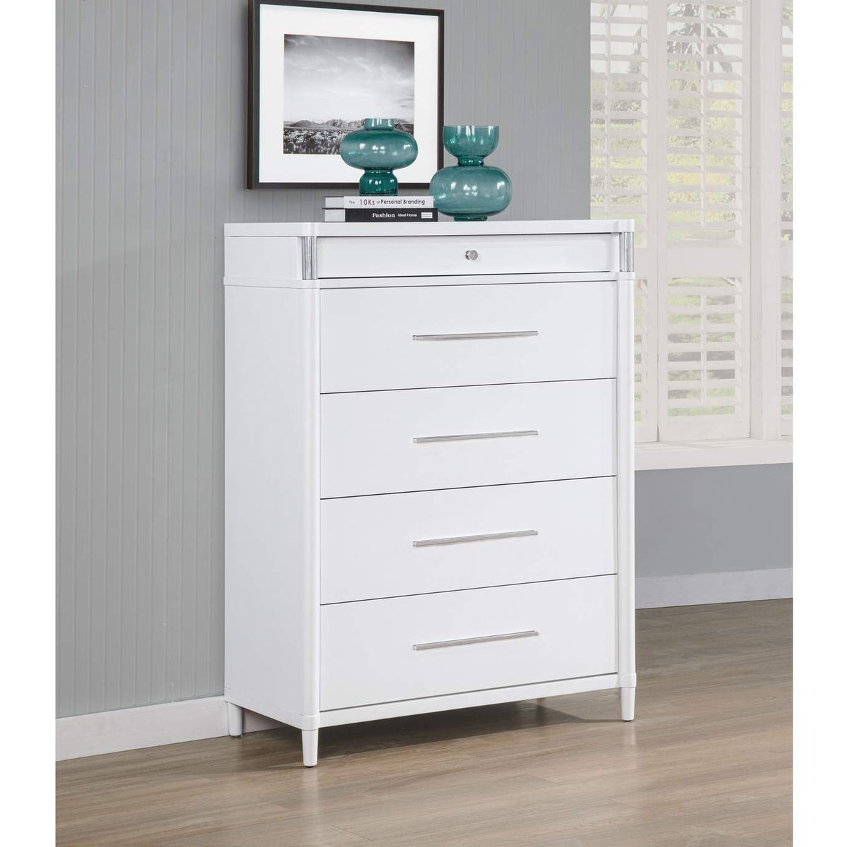 225075 Gracemont 5-drawer Bedroom Chest of Drawers White