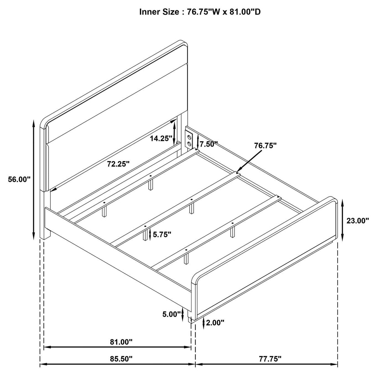 225081KE Ladera 56-inch Eastern King Panel Bed Light Elm