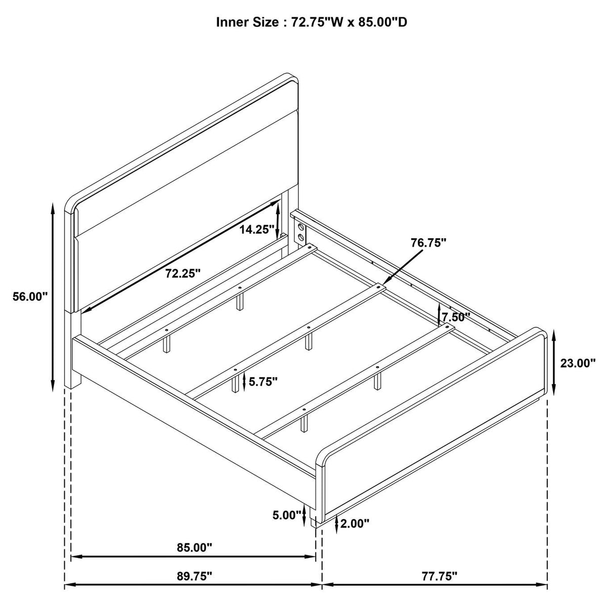 225081KW Ladera 56-inch California King Panel Bed Light Elm