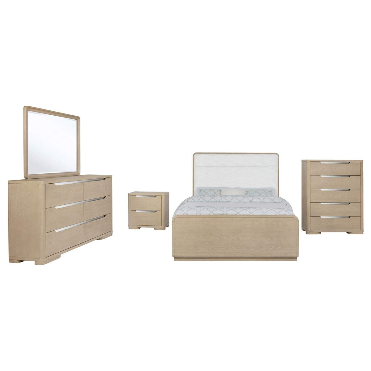 225081Q-S5 Ladera 5-piece Queen Bedroom Set Light Elm