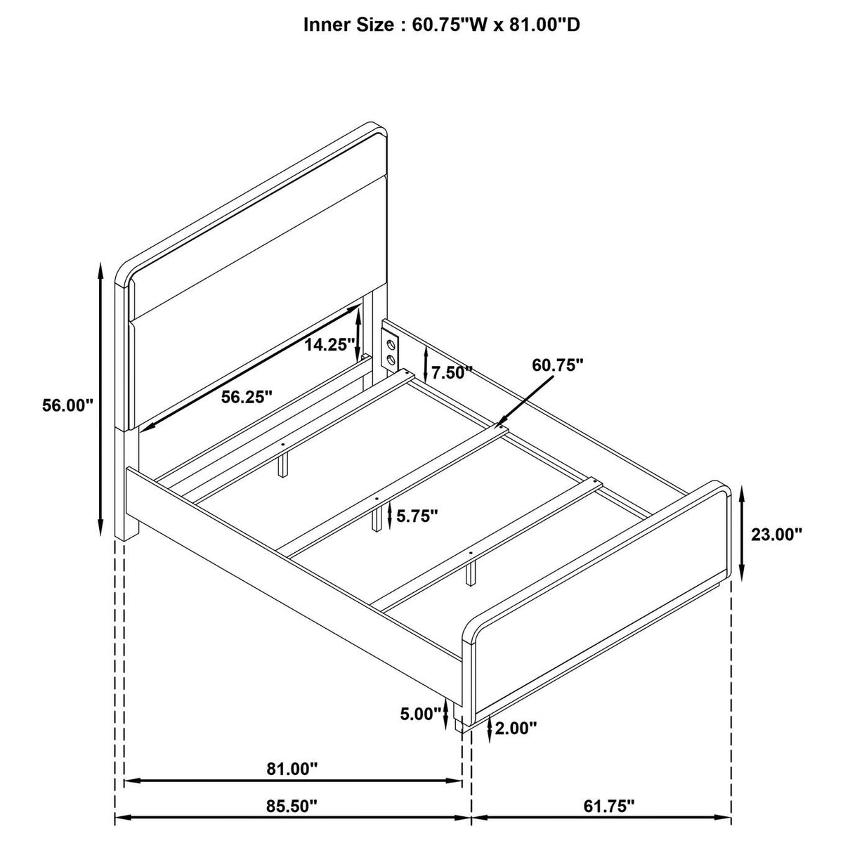 225081Q Ladera 56-inch Queen Panel Bed Light Elm