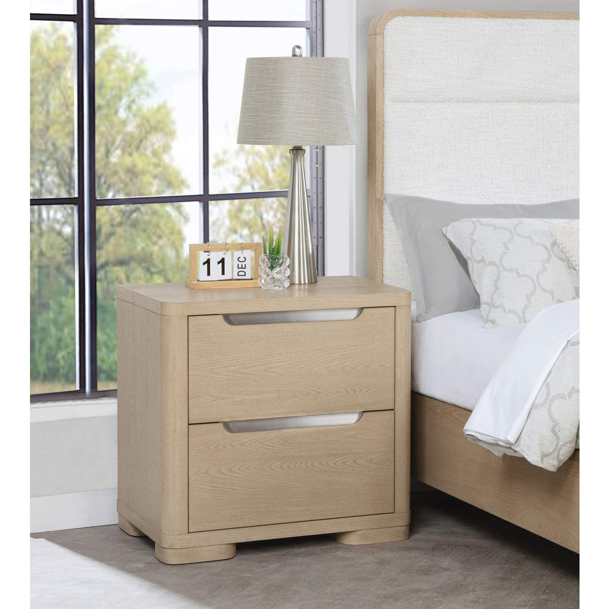 225082 Ladera 2-drawer Nightstand Bedside Table Light Elm