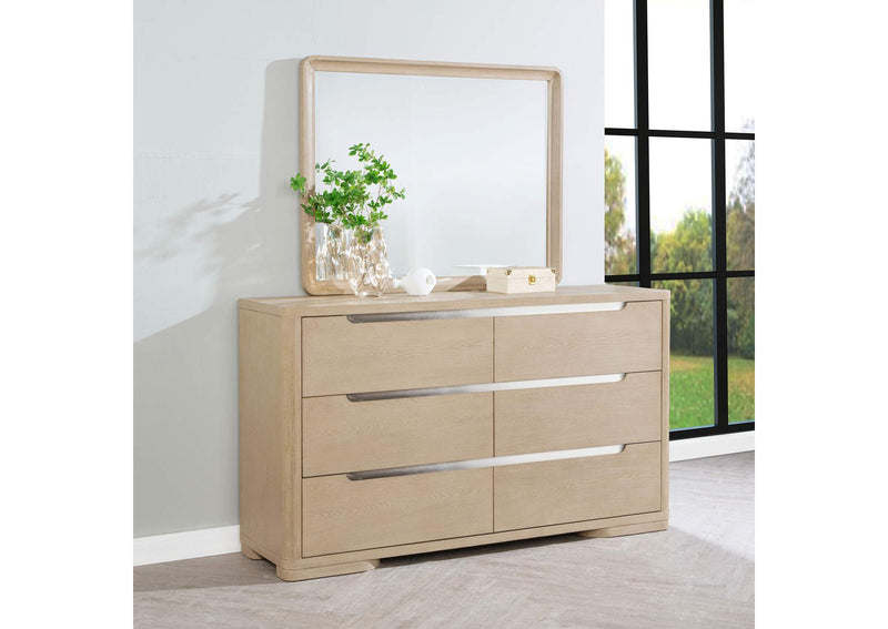 225083M Ladera 6-drawer Bedroom Dresser and Mirror Light Elm