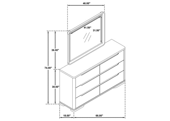 225083M Ladera 6-drawer Bedroom Dresser and Mirror Light Elm