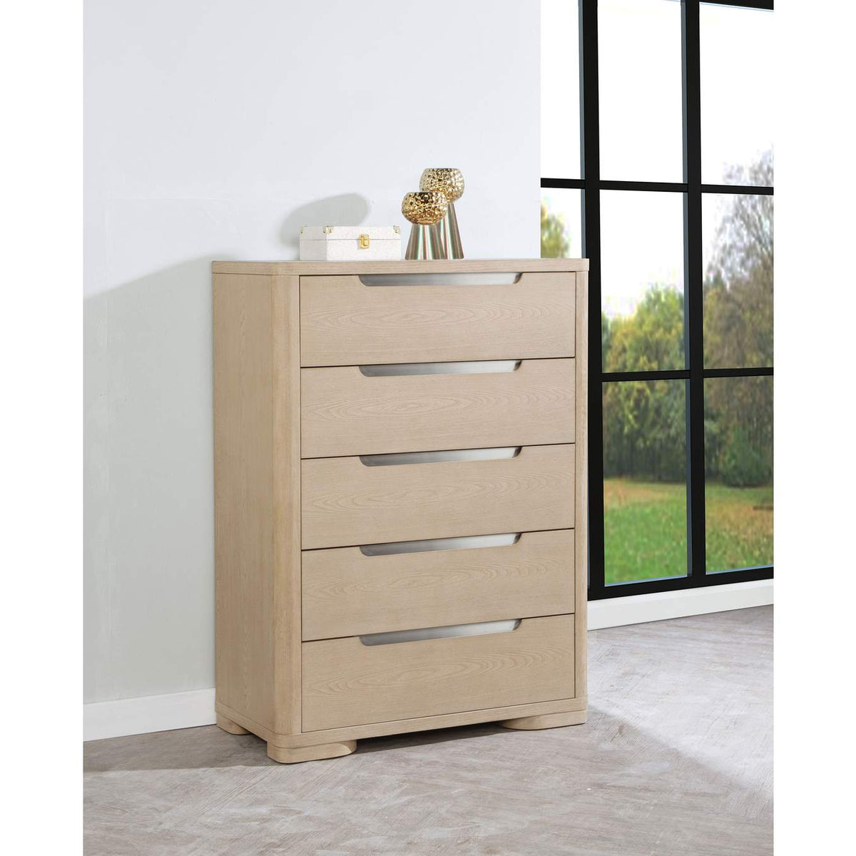 225085 Ladera 5-drawer Bedroom Chest of Drawers Light Elm