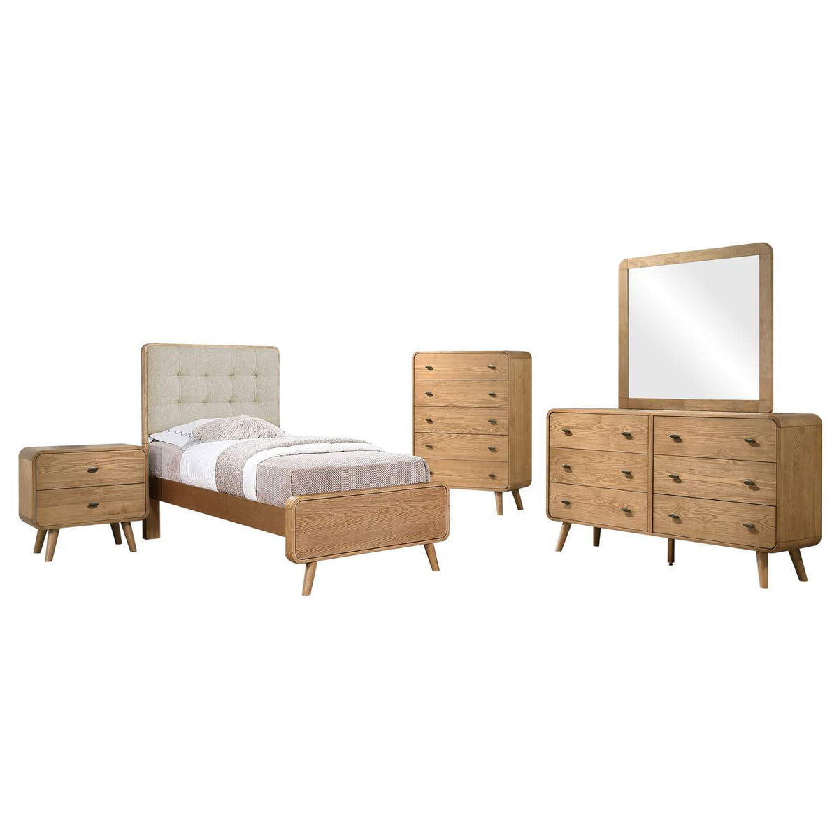225091T-S5 Robyn 5-piece Twin Bedroom Set Light Ash