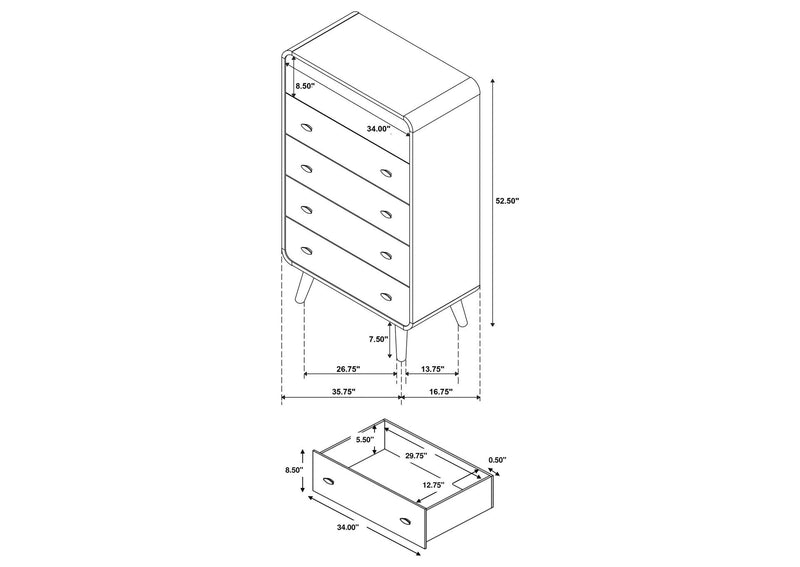 225091T-S5 Robyn 5-piece Twin Bedroom Set Light Ash