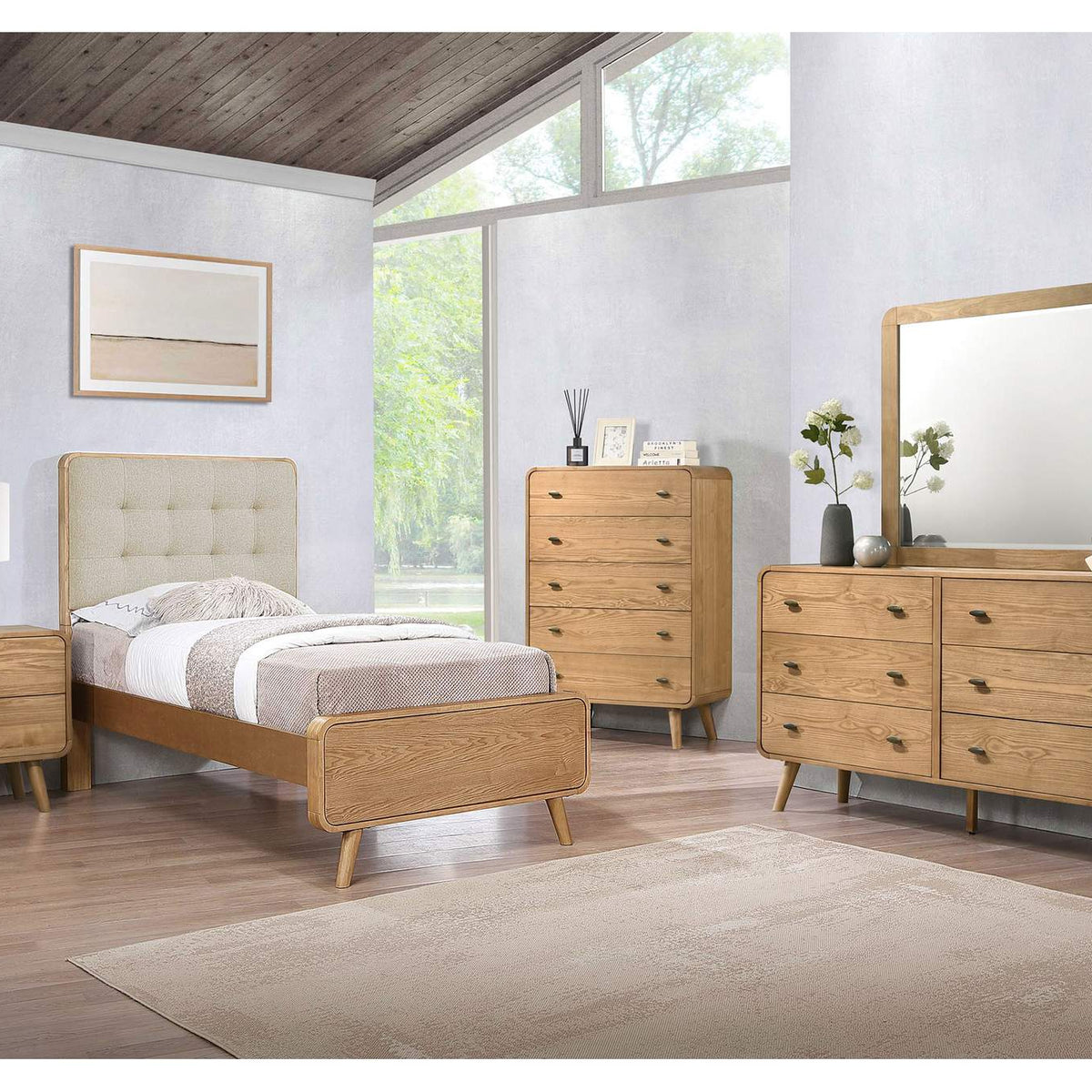 225091T Robyn Wood Twin Platform Bed Light Ash