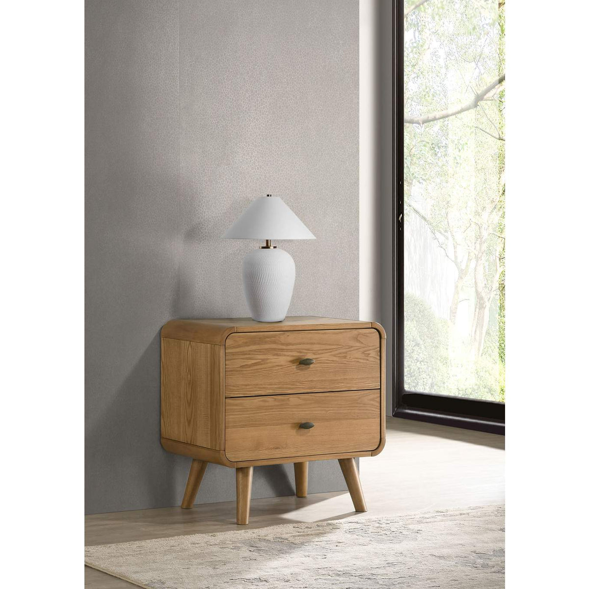 225092 Robyn 2-drawer Nightstand Bedside Table Light Ash