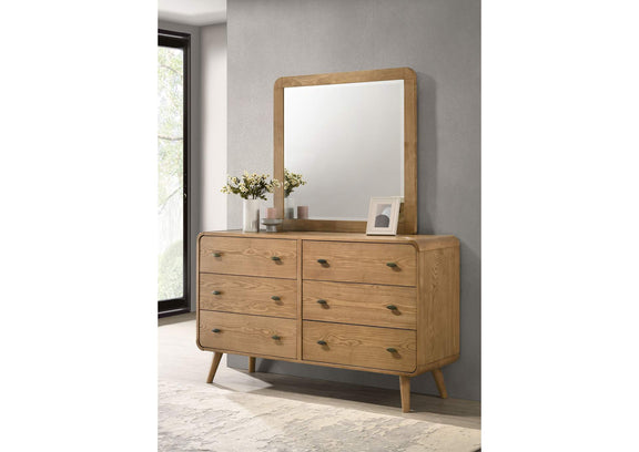 225093M Robyn 6-drawer Bedroom Dresser and Mirror Light Ash