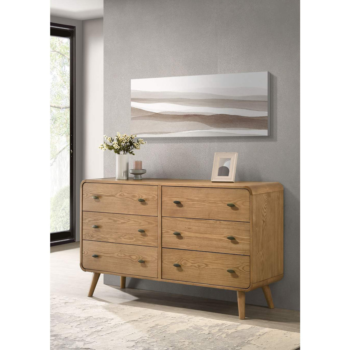 225093 Robyn 6-drawer Bedroom Dresser Light Ash
