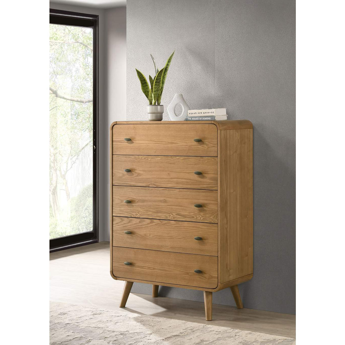 225095 Robyn 5-drawer Bedroom Chest of Drawers Light Ash