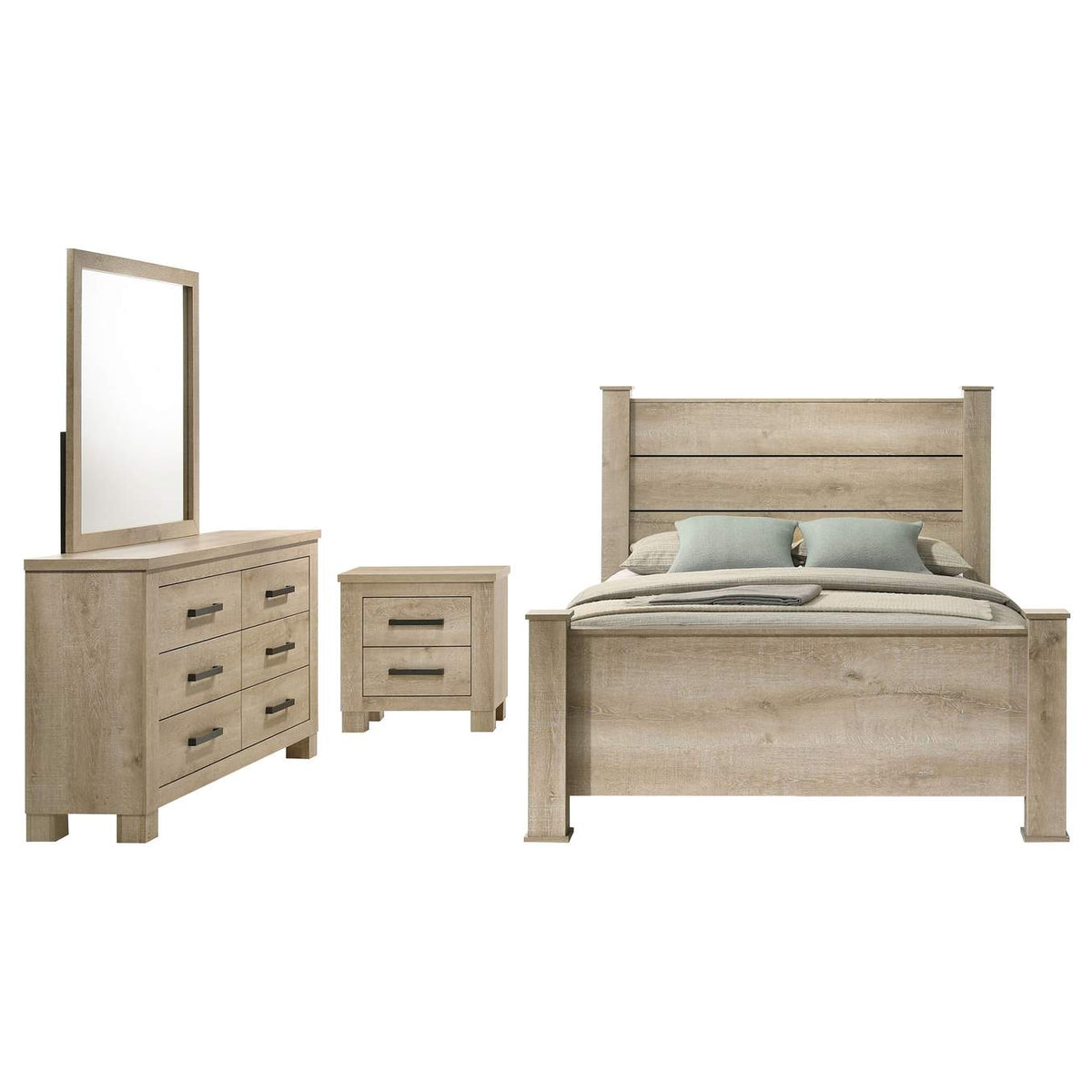225101KE-S4 Oakglen 4-piece Eastern King Bedroom Set Weathered Oak
