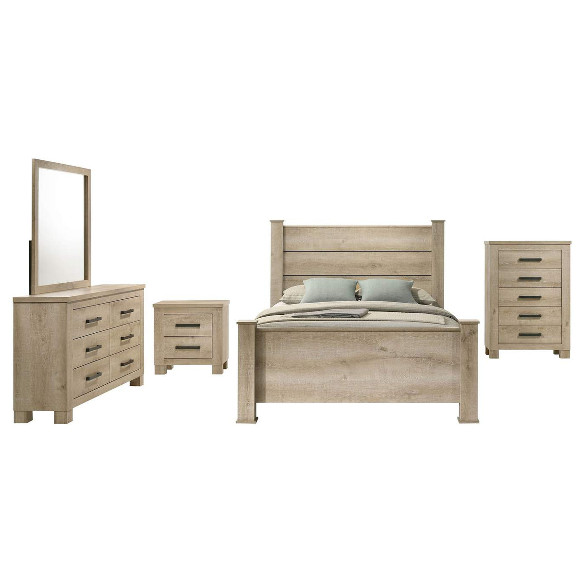225101KE-S5 Oakglen 5-piece Eastern King Bedroom Set Weathered Oak