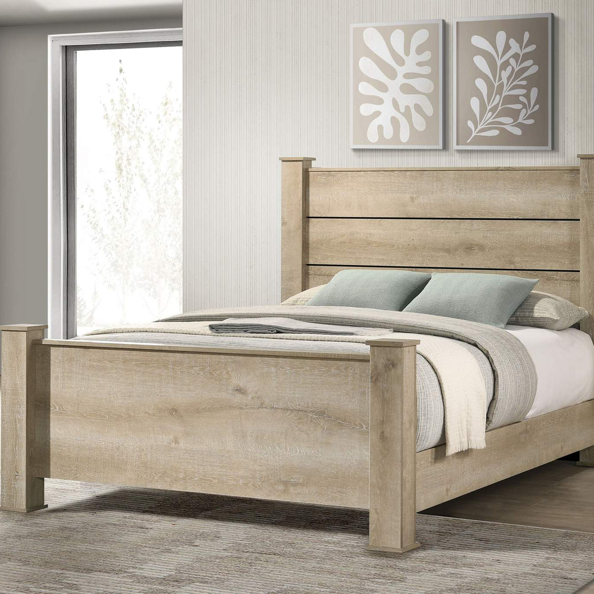 225101Q Oakglen 55-inch Queen Panel Bed Weathered Oak