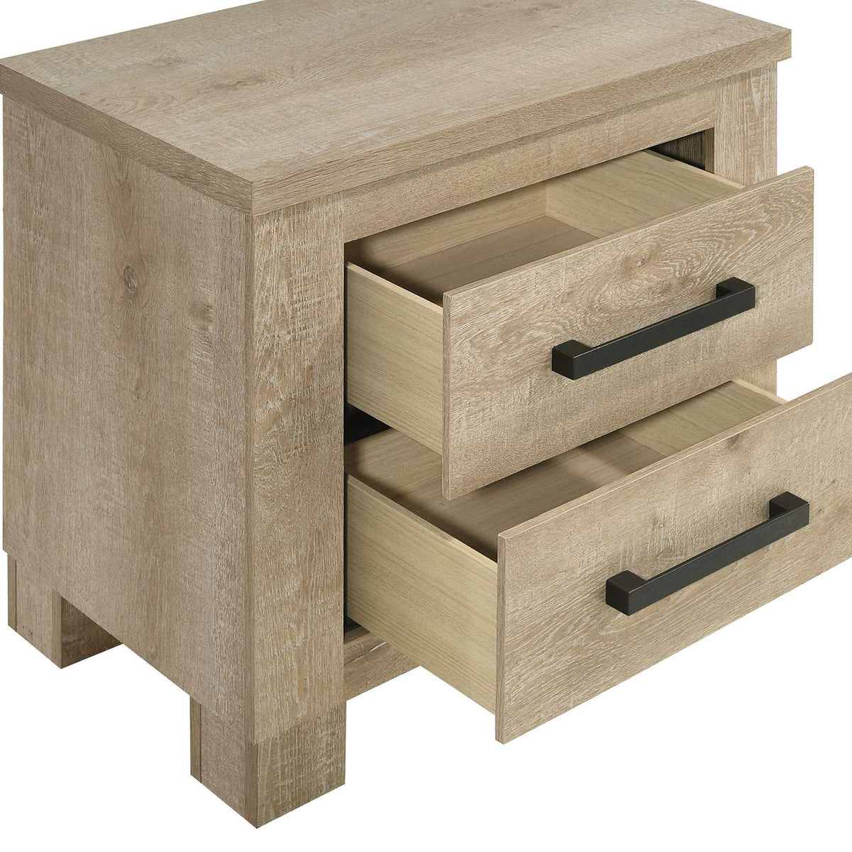 225102 Oakglen 2-drawer Nightstand Bedside Table Weathered Oak