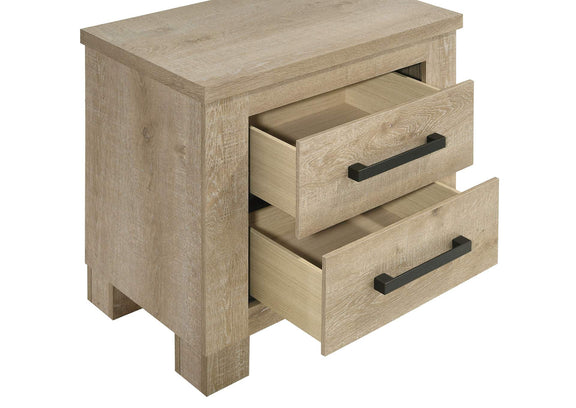 225102 Oakglen 2-drawer Nightstand Bedside Table Weathered Oak