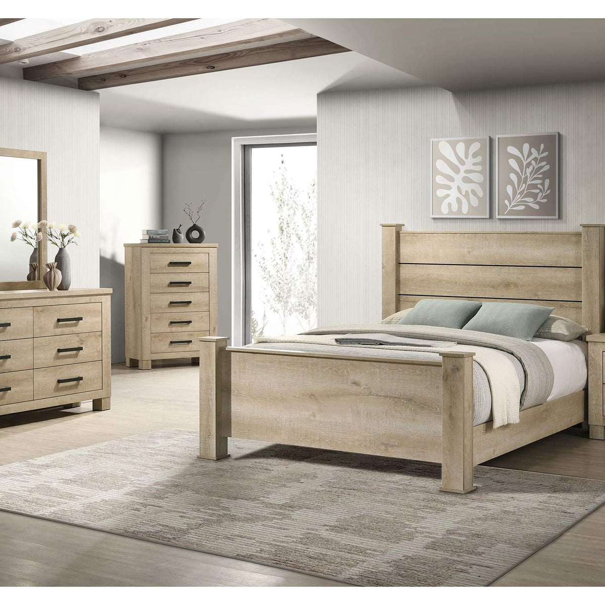 225102 Oakglen 2-drawer Nightstand Bedside Table Weathered Oak