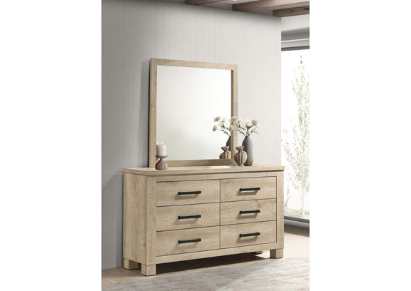 225103M Oakglen 6-drawer Bedroom Dresser and Mirror Weathered Oak