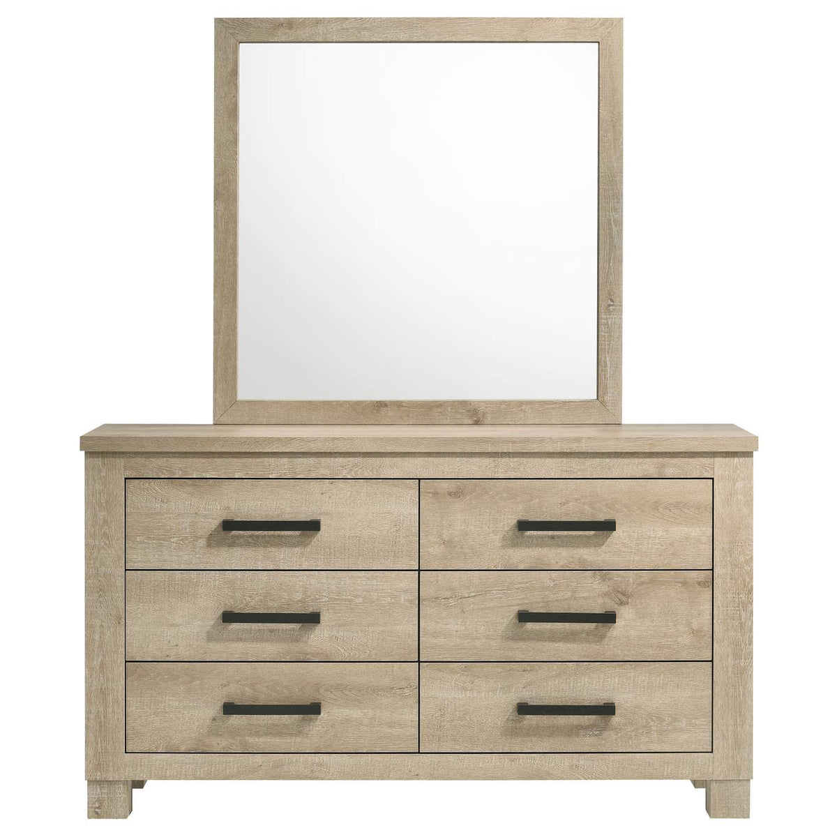 225103M Oakglen 6-drawer Bedroom Dresser and Mirror Weathered Oak