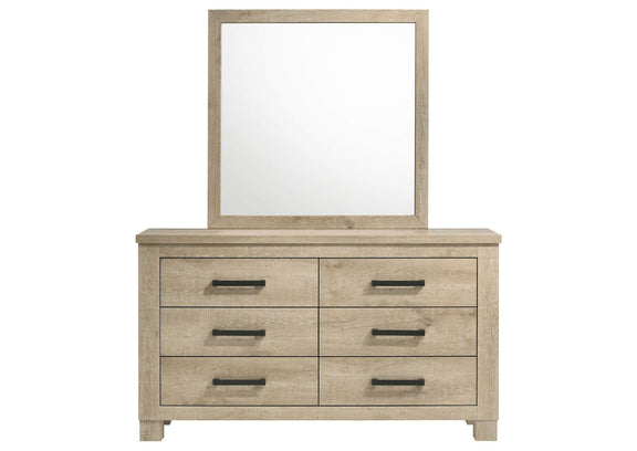 225103M Oakglen 6-drawer Bedroom Dresser and Mirror Weathered Oak