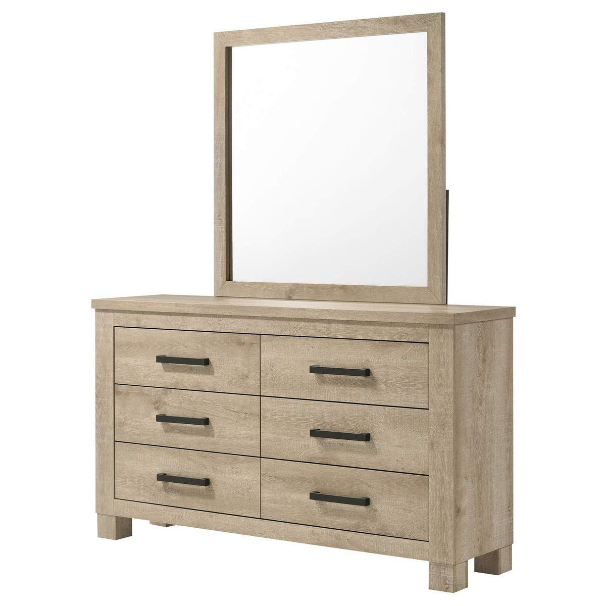 225103M Oakglen 6-drawer Bedroom Dresser and Mirror Weathered Oak