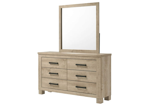 225103M Oakglen 6-drawer Bedroom Dresser and Mirror Weathered Oak